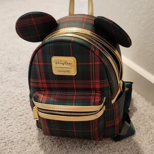 Disney Plaid Backpack with Gold Accents